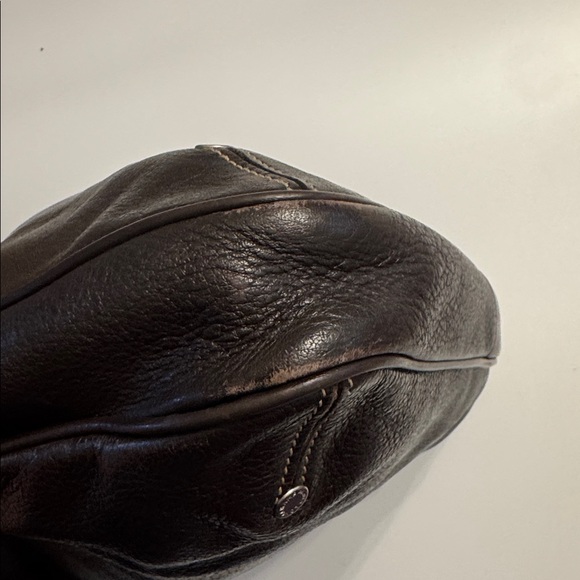 Beautiful Longchamp Leather Hobo shoulder bag deep brown w/ cream stitch - Picture 7 of 13